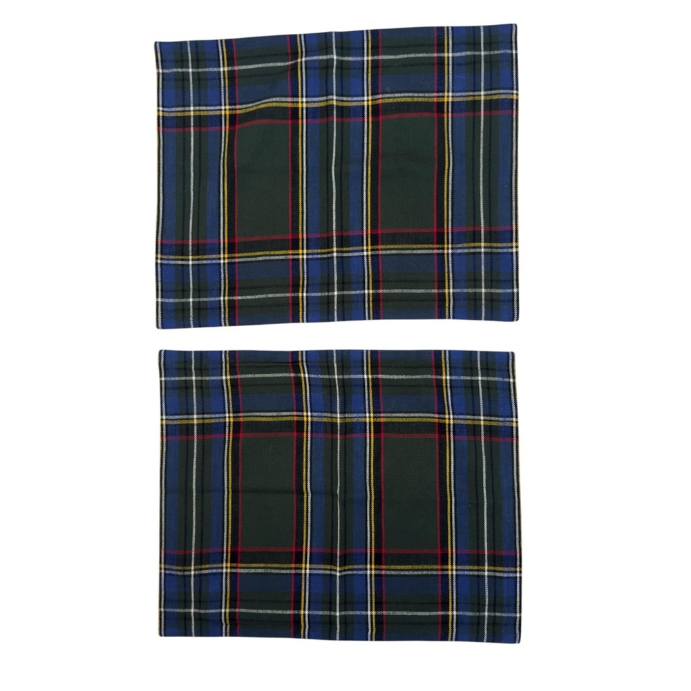Pottery Barn Stewart Plaid Duvet and Shams in Green Multi Queen - Picture 8 of 11